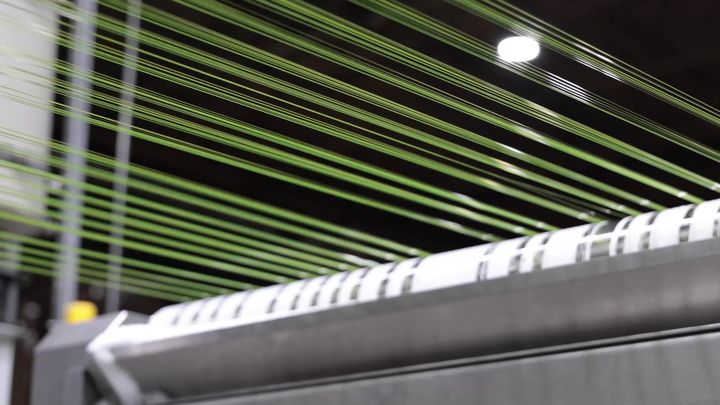 Green turf fiber on the yarn extrusion line