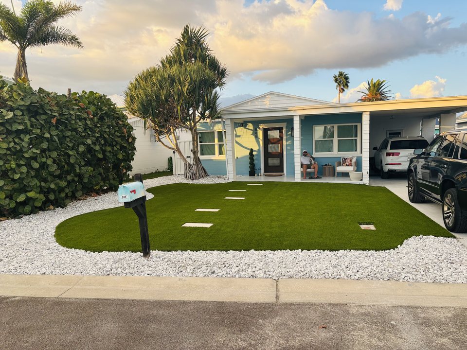 Finished artificial turf courtyard at a Tampa residence